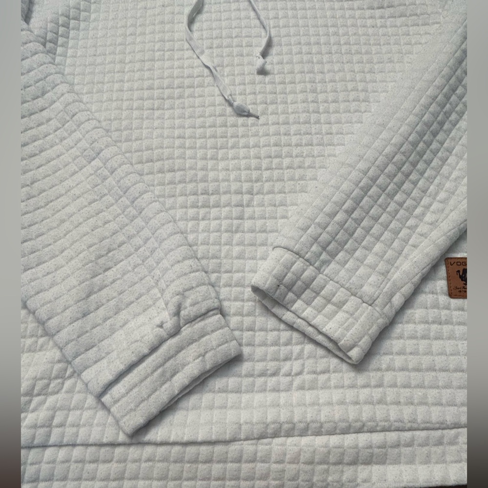 Vogue Men’s White pullover hoodie waffle style size Large Textured Hoodie - Picture 9 of 11